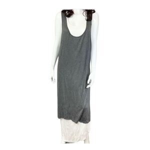 New Directions Lagenlook Stretch Layered Maxi Dress Gray White Black Plus 2X